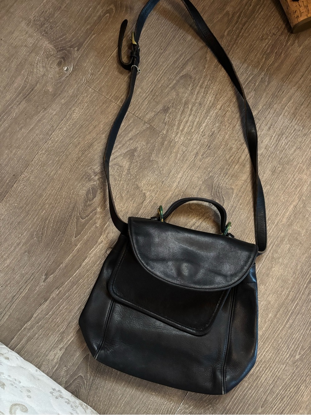 Coach #4158 Black Leather Soho Legacy Handle Buckle Top Crossbody USA Vintage